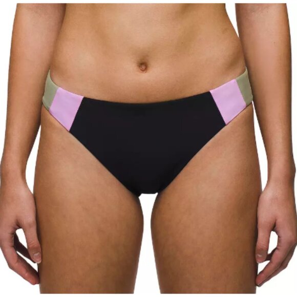 PrAna Tallum Swim Bikini Bottoms Black Color Block Size XL NWT - Picture 1 of 6